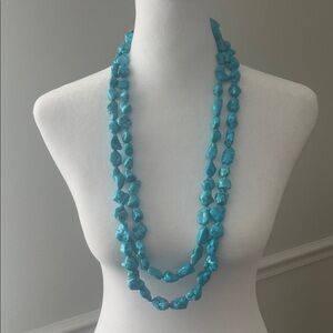 Two-strand Turquoise Long Beaded Necklace